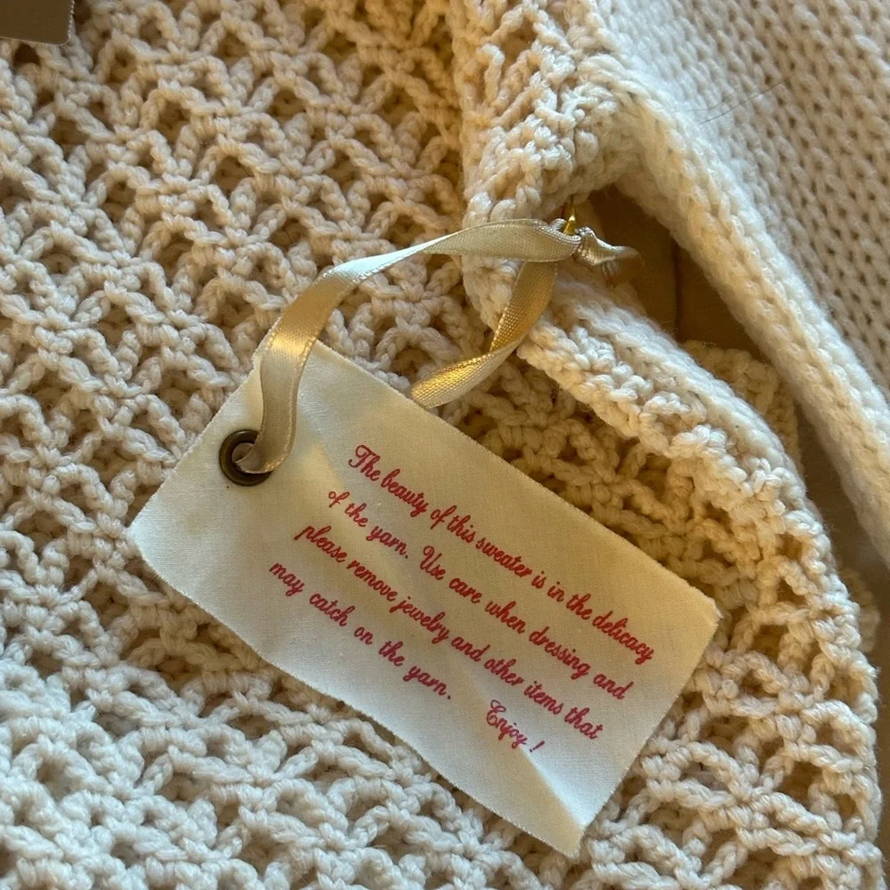 Anthropologie Sleeping On Snow Crochet Hooded Buttondown Cardigan/Sweater Size S - Picture 7 of 7
